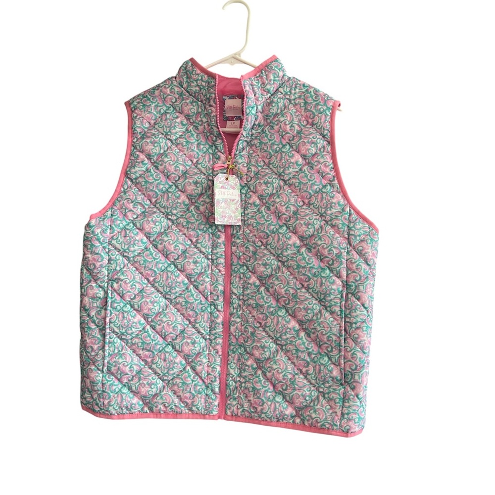 Stylish Women's Quilted Vest - Pink and Green